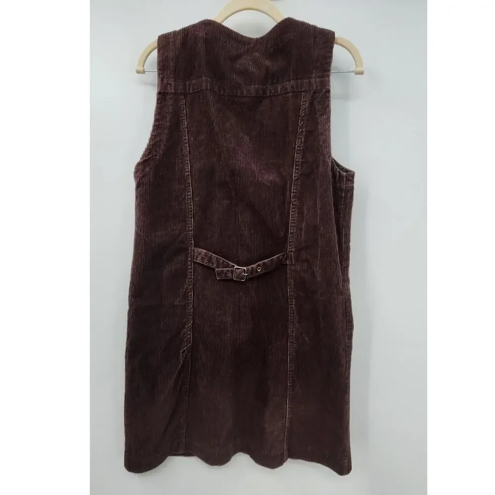 Vintage Gasoline Industry Brown Corduroy Sleeveless Mini‎ Dress Size Medium